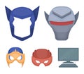 Helmet, mask on the head.Mask super hero set collection icons in cartoon style vector symbol stock illustration web. Royalty Free Stock Photo