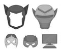 Helmet, mask on the head.Mask super hero set collection icons in monochrome style vector symbol stock illustration web.