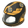 Helmet motorcycle orange icon, isometric 3d style