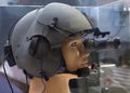 Helmet with night vision device on the demonstration mannequin Royalty Free Stock Photo