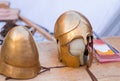 Helmet pair brass with mask traditional protection rome warrior