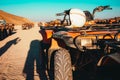 Helmet on a quad bike somewhere in the desert near Hurghada, Egypt. Taking an atv adventure tour to the desert in egypt Royalty Free Stock Photo