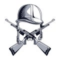 helmet and rifles