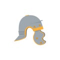 Helmet of a Roman legionary. Color vector illustration, flat style. White isolated background. Royalty Free Stock Photo