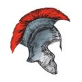 Helmet of the Roman Legionnaire, hand drawn doodle, sketch in woodcut style