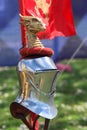 Helmet, sallet of medieval knight with dragon head