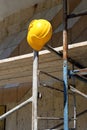 Helmet on scaffold Royalty Free Stock Photo