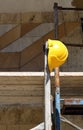 Helmet on scaffold Royalty Free Stock Photo