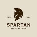 helmet of spartan logo vintage vector illustration template icon graphic design. mask of warrior sign or symbol for business or Royalty Free Stock Photo