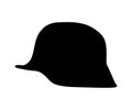 Helmet vector silhouette illustration isolated on white background. Warrior head wear, protection military object.