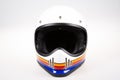 Helmet white motorcycle motocross retro and vintage style cafe racer Royalty Free Stock Photo