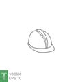 Helmet, worker, construction icon line. Hard cap safety and protective