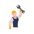 Helmet wrench constructer worker industry icon. Vector graphic Royalty Free Stock Photo