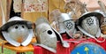 Helmets of ancient Roman origin and medieval helmets of brave kn