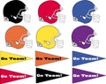 Helmets and banners with vectors available various colors
