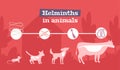 Helminths Animals Flat Banner