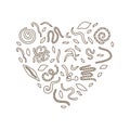 Helminths Heart outline Banner - Intestinal Worms vector illustration