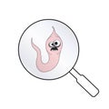 Helminths, roundworms. intestinal parasites. warning sign parasitism , vector illustration. The concept of parasites in humans and