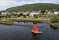 Sailing Boat going passed Helmsdale Old Harbour, Helmsdale, Sutherland, Scotland, U.K Royalty Free Stock Photo