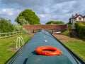 Narrowboat in canal lock. Royalty Free Stock Photo