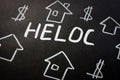 HELOC home equity line of credit loan and homes on the black sheet Royalty Free Stock Photo