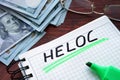 HELOC written on a notebook. Royalty Free Stock Photo