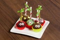 Heloween dessert funny monsters made of chocolate Royalty Free Stock Photo