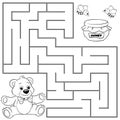 Help bear find path to honey. Labyrinth. Royalty Free Stock Photo