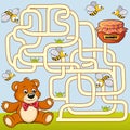 Help bear find path to honey. Labyrinth. Maze game for kids