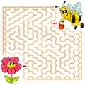 Help bee find path to flower. Labyrinth. Maze game for kids