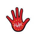 Help written on palm hand illustration on white background