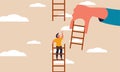 Help business and career ladder broken. Trust bridge with hand for climbing businessman vector illustration concept. People rise
