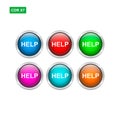 Help button chrome glossy with any colors vector isolated