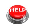 HELP button. Red HELP button isolated. Icon button HELP. Text HELP on button. Buzzer. Round button with steel border. Royalty Free Stock Photo