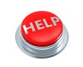 HELP button. Red HELP button isolated. Icon button HELP. Text HELP on button. Buzzer. Round button with steel border. Royalty Free Stock Photo