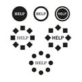 Help buttons set. Circle and diamond assistance icons. Support symbol collection. Vector illustration. EPS 10.