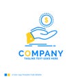 help, cash out, debt, finance, loan Blue Yellow Business Logo te