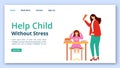 Help child without stress landing page vector template