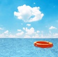 Help concept - Life buoy at open sea