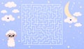 Help cute sheep find way to moon sleeping concept for kids sweet dreams maze for kids labyrinth for childrens books