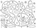 Help cute zombie find path to the tomb. Black and white Halloween maze game