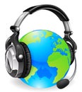 Help desk headset world globe Royalty Free Stock Photo