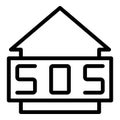 Help destroyed home icon outline vector. Building fire house Royalty Free Stock Photo