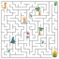 Help dinosaur find path to nest. Labyrinth. Maze game for kids