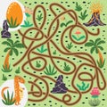 Help dinosaur find path to nest. Labyrinth. Maze game for kids. Help dino moms to find their eggs kid learning game with