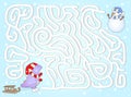 Help dinosaur to find way to his friend snowman in a winter maze