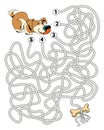 Help the dog through the maze. Children logic game to pass the maze
