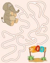 Help the elephant find way to Zoo. Logic Game for kids. Entry and exit. Labyrinth with solution. Educational maze game