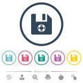 Help file flat color icons in round outlines