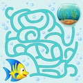 Help fish find path to aquarium. Labyrinth. Maze game for kids Royalty Free Stock Photo